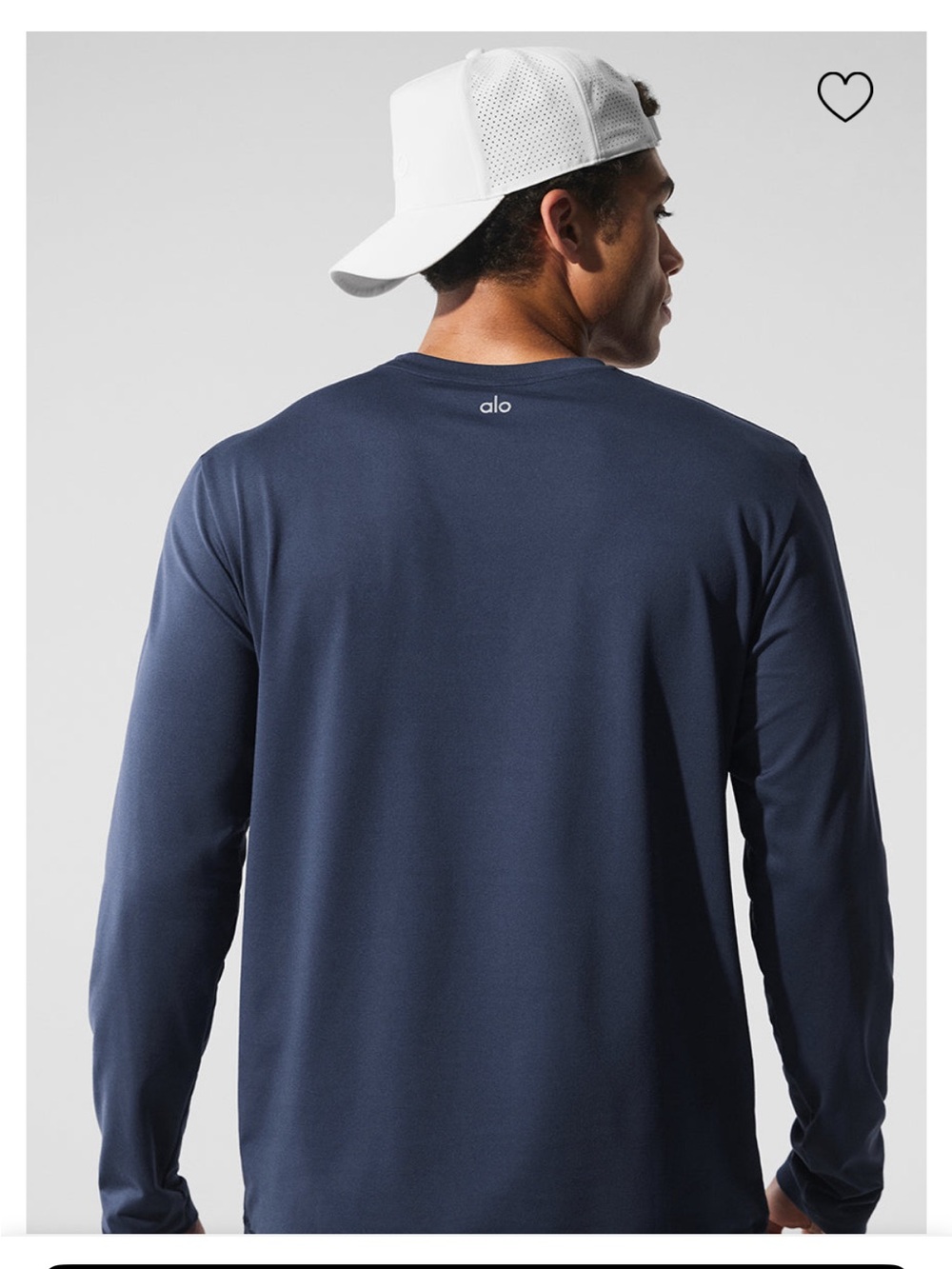 ALO Yoga Men’s Long Sleeve Conquer Reform Crewneck Performance Shirt — Navy